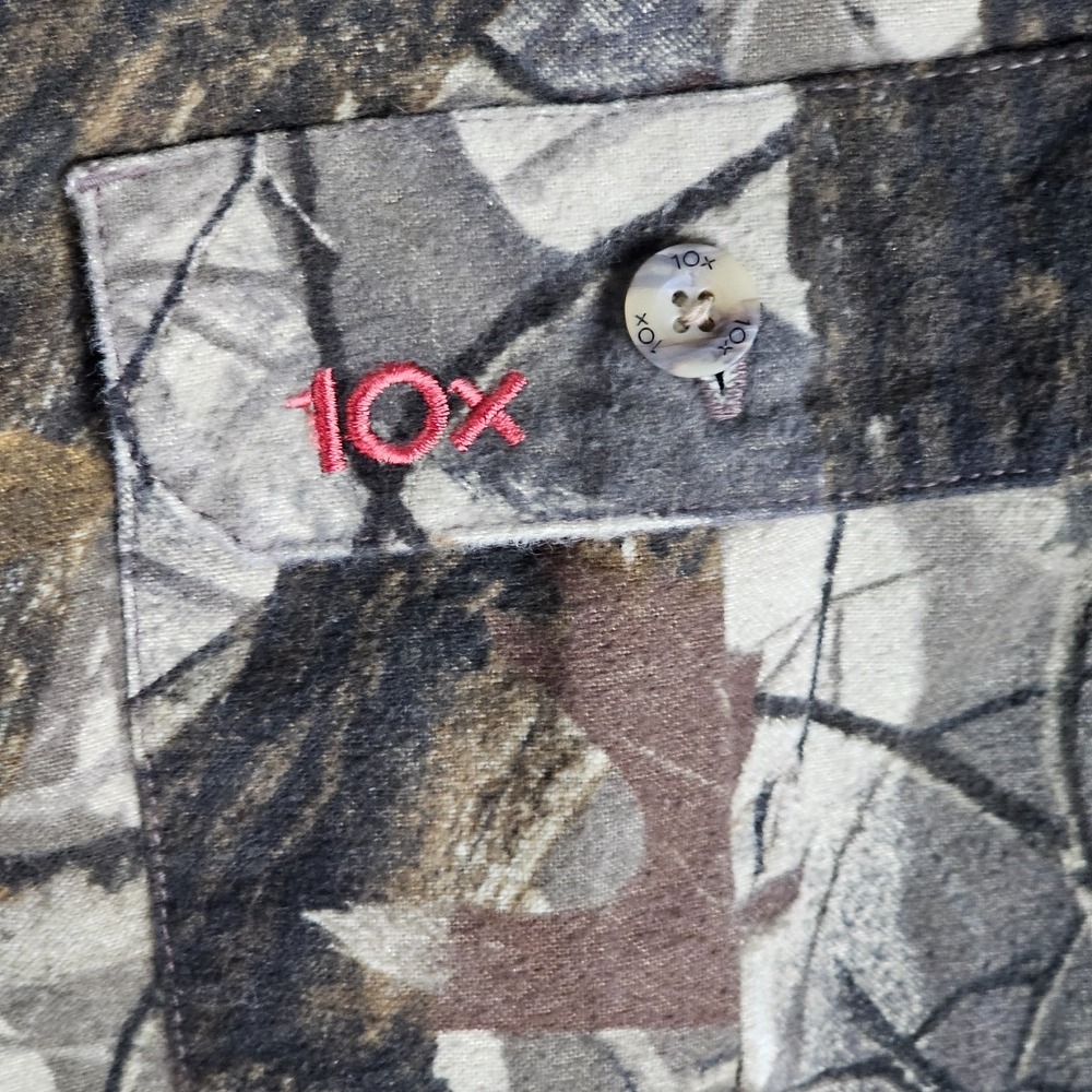 10X Work Hunting Shirt Mens Medium Realtree Hardwood Camo Long Sleeve Button-Up - Picture 3 of 8